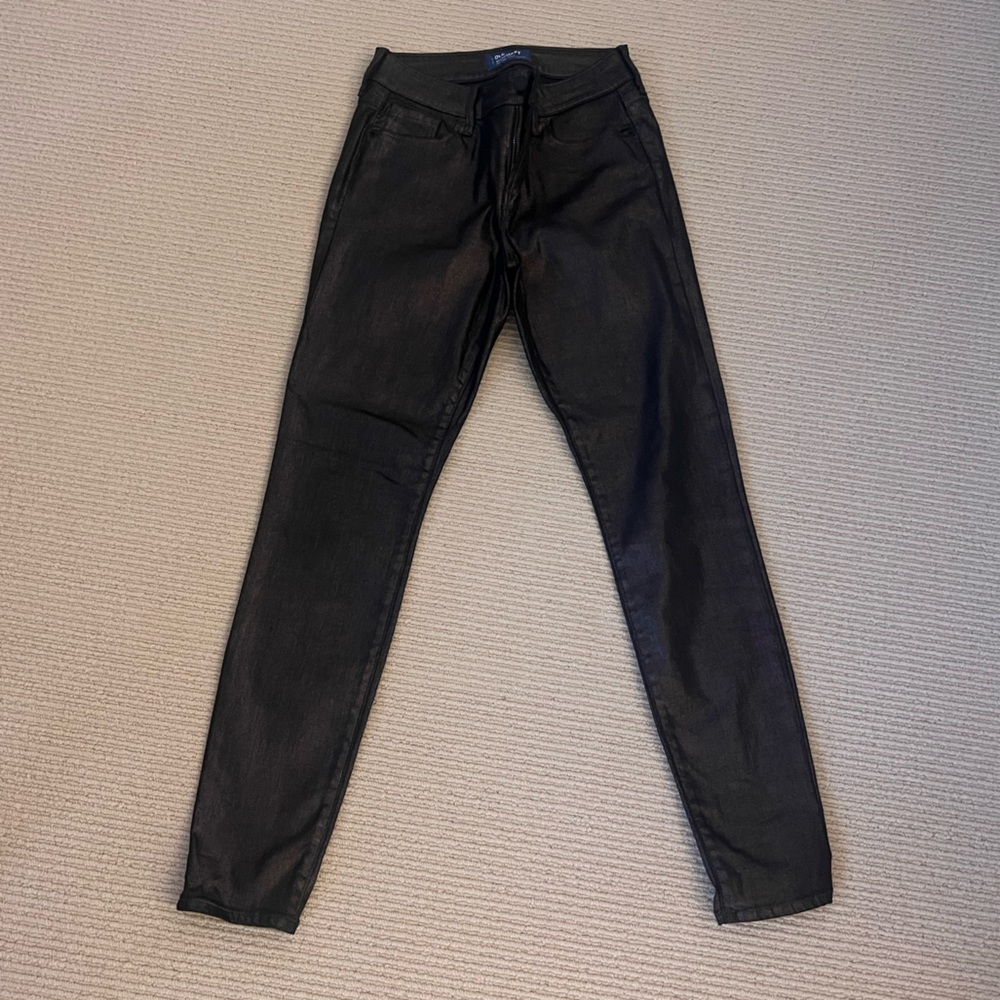 Old Navy black waxed cotton high rise rockstar jeans. Size 4